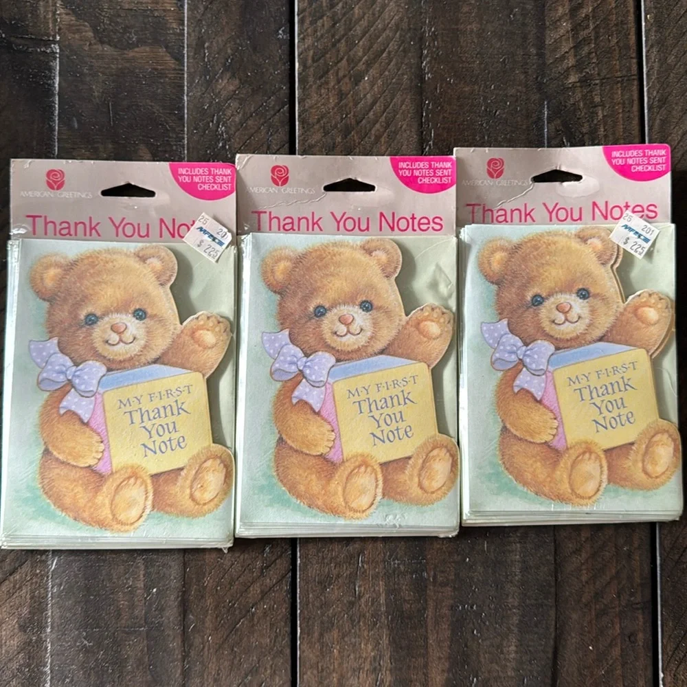 3 packages of vintage American Greetings baby thank you cards.